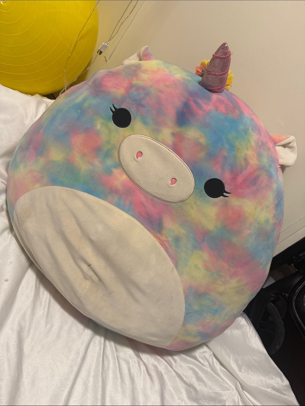 Plush Rainbow Tie-Dye Unicorn Pillow for Kids - Multicolor